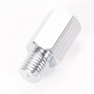 Spiegeladapter 10 mm Aussengewinde linksgew./ 10 mm Innengewinde (Spiegel) rechtsgew. Chrom