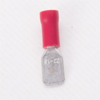 Flachstecker für KabelStärke 0,5-1,5 mm, Steckerbreite 6,3 mm, teilisoliert PVC, rot, 100er pack
