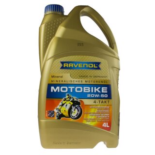 Motoröl Motor Oil 20W-50 Ravenol 4-Takt-Motorradöl mineralisch 4L.