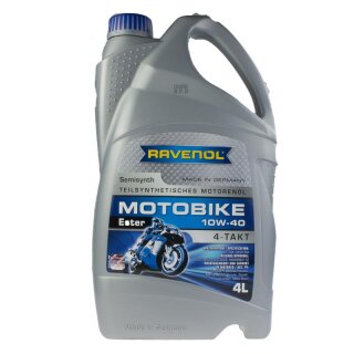 Motoröl Motor oil 10W-40 Ravenol teilsynthetisches 4-Takt-Motorradöl Ester 4L.
