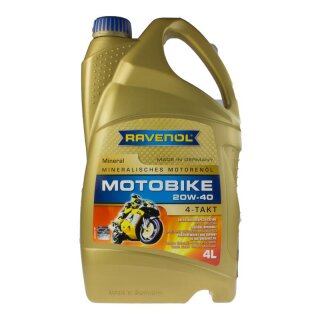 Motoröl Motor Oil 20W-40 Ravenol 4-Takt-Motorradöl mineralisch 4L.