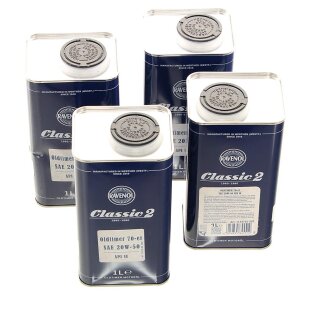 4x Ravenol Classic 2 Oldtimer Motoröl Öl 70-er SAE 20W-50 API SE - 1L Blechdose