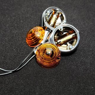 12V LED Ochsenaugen Blinker Leuchten Lenkerenden Ochsenauge Alu Chrom Vintage Classic 22mm 7/8 Zoll