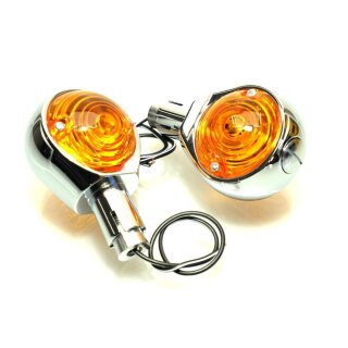 12V LED Ochsenaugen Blinker Leuchten Lenkerenden Ochsenauge Alu Chrom Vintage Classic 1 Zoll Inch