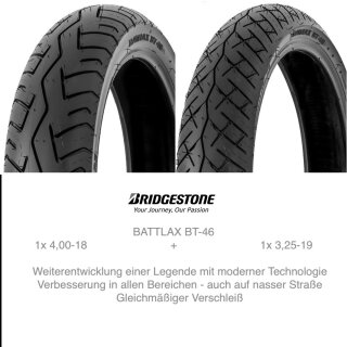 Reifen Satz 3,25-19 54H  + 4,00-18 64H TT Bridgestone BT 46 Tyre 3.25-19 +  4.00-18 TL