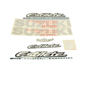 Original Suzuki UF 50 Schriftzüge-Satz "SUZUKI Estilete" Blau,Emblem Set (Blue)