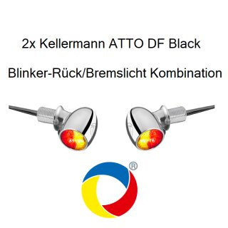 2x Kellermann Bullet Atto DF, Rück-/Bremslicht Blinker, chrom, klares Glas, Paar