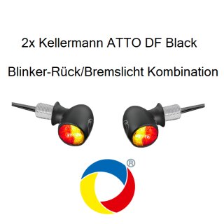 2x Kellermann Bullet Atto DF, Rück-/Bremslicht Blinker, schwarz, klares Glas, Paar