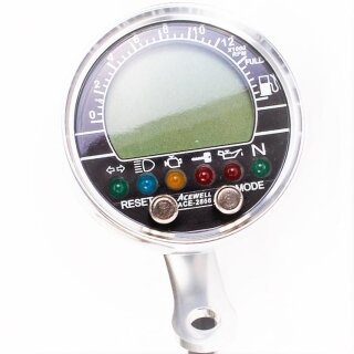 Acewell ACE-2866AP Tachometer und Drehzahlmesser Kontrollleuchten Alu-poliert