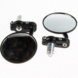 CBP Alu-Spiegel für Lenkerenden, rund, schwarz, mit Gelenk zum Einstellen, ab 13 mm Innendurchmesser, Paar