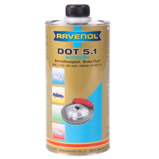 RAVENOL DOT 5.1 Bremsflüssigkeit (1 Liter) SAE J1703, ISO 4925, FMVSS 116 DOT 5.1