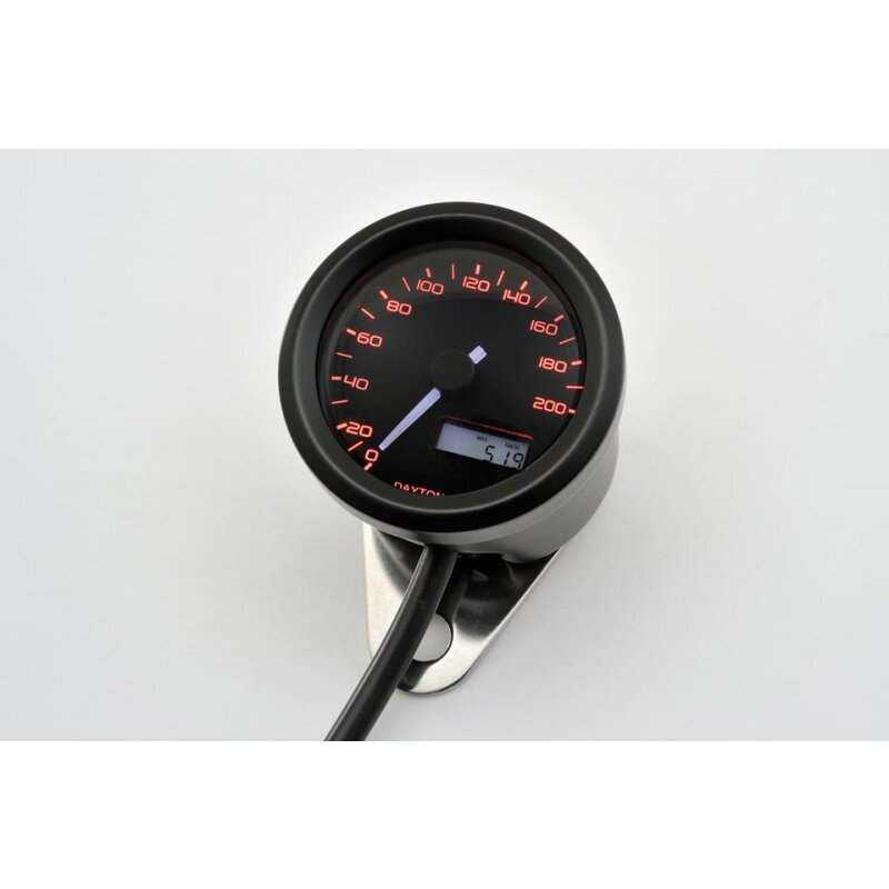 DAYTONA VELONA, Digitaler Tachometer Speedometer, bis 200 km/h,  rund Ø48 mm, schwarz