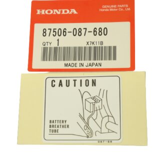 Honda C50 C70 C90 CUB Aufkleber Batterie Entlüftung Schlauch Hinweis MARK BATTERY